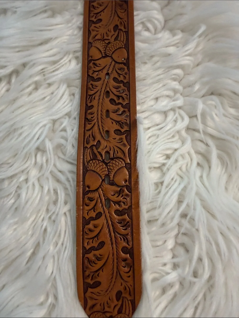 Chambers Top Grain SteerRide  Brown Leather Decorative Belt with Engraved Silve